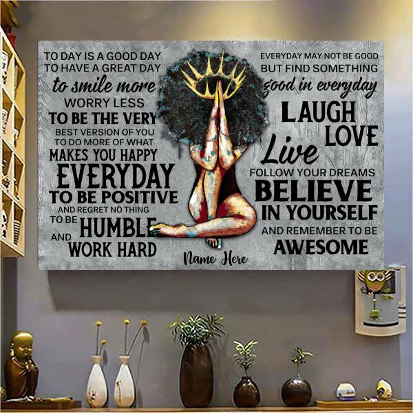 Black Queen - Makes You Happy Everyday Personalized Canvas, Best Gift For Black Women