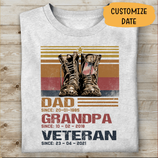 Dad Grandpa Veteran Personalized T-shirt For Dad Papa Grandpa