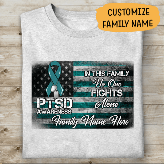 In This Family No One Fights Alone Personalized T-shirt For Dad Papa Grandpa