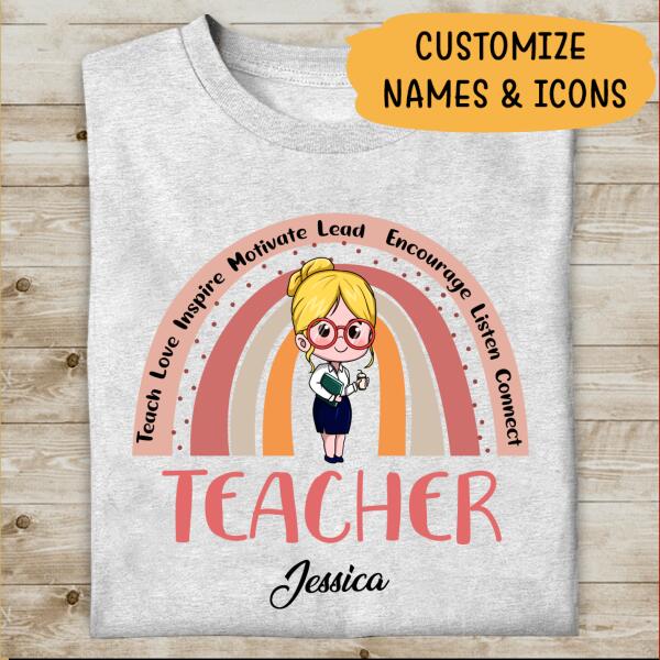 Teach Love Inspire Motivate Personalized T-shirt For Teacher Special Gift For Mom Friend