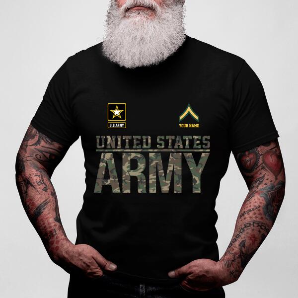 United State Army Personalized T-shirt, Best Gift For Army Dad Grandpa Veterans