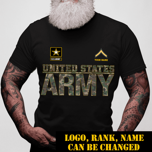 United State Army Personalized T-shirt, Best Gift For Army Dad Grandpa Veterans