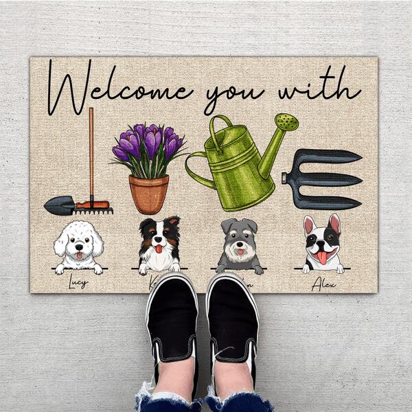 Welcome You With Love Personalized Doormat For Dog Lover Special Gift Home Decor