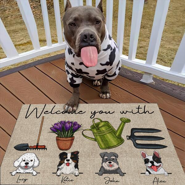 Welcome You With Love Personalized Doormat For Dog Lover Special Gift Home Decor