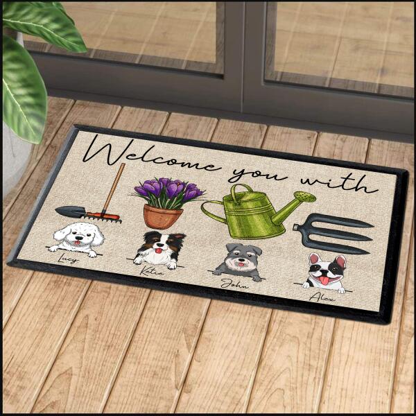 Welcome You With Love Personalized Doormat For Dog Lover Special Gift Home Decor