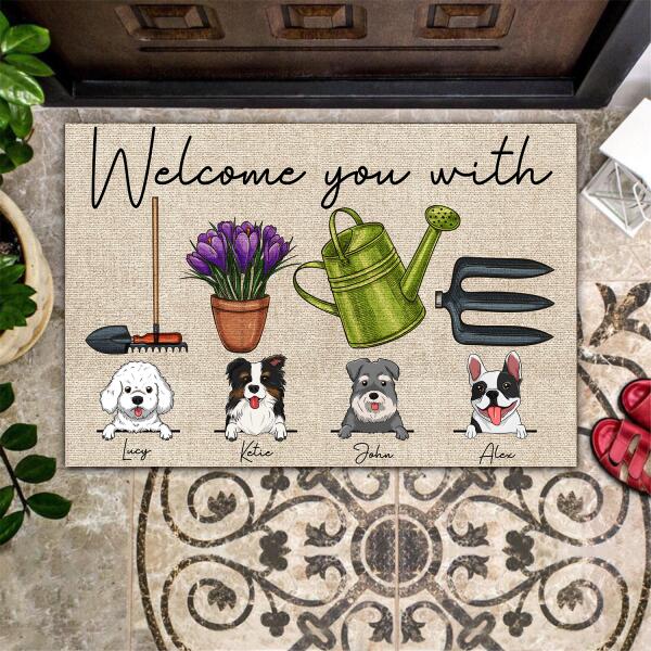 Welcome You With Love Personalized Doormat For Dog Lover Special Gift Home Decor