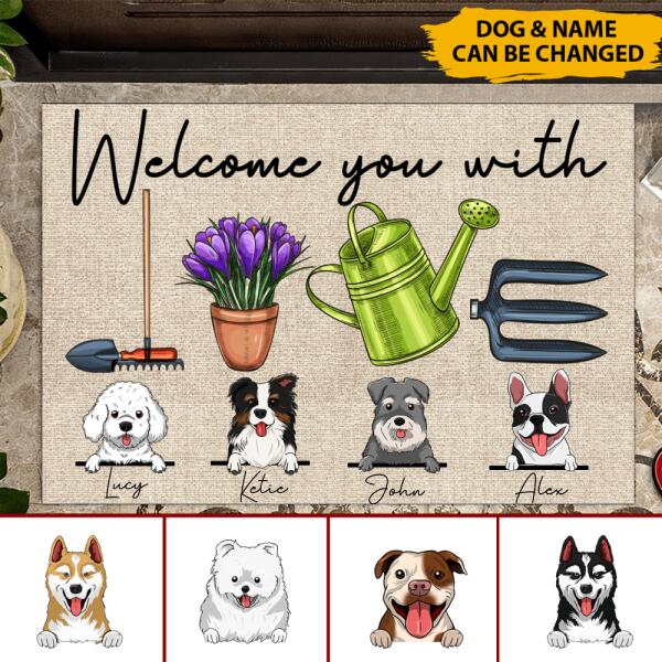 Welcome You With Love Personalized Doormat For Dog Lover Special Gift Home Decor
