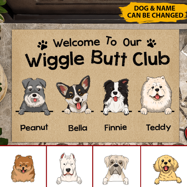 Welcome To Our Wiggle Butt Club Personalized Doormat, Best Gifts For Home Decoration