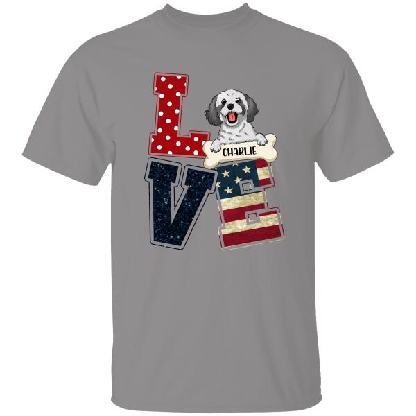 I Love Independent Day Dog Lover Personalized T-shirt Choose Your Dog
