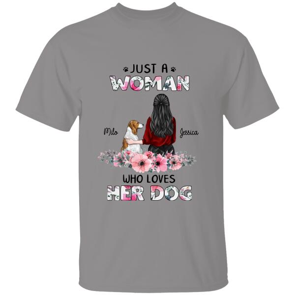 Just A Woman Who Loves Her Dog Floral Personalized T-Shirt, Best Gift For Dog Mom And Dog Lovers