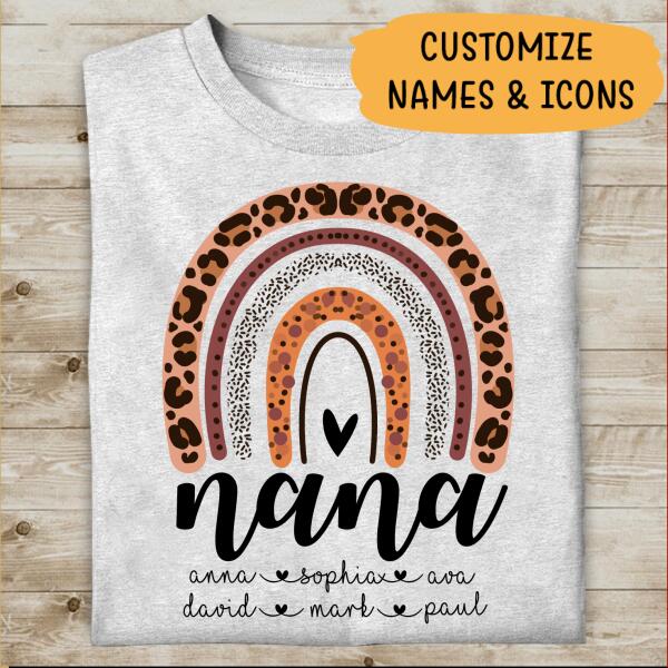 Rainbow Nana Personalized T-shirt Special Gift For Grandma Nana Mother