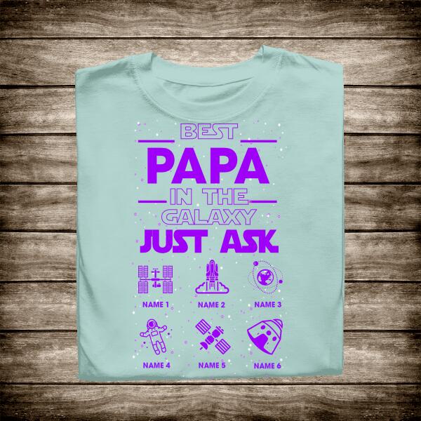 Best Papa In The Galaxy Personalized T-Shirt