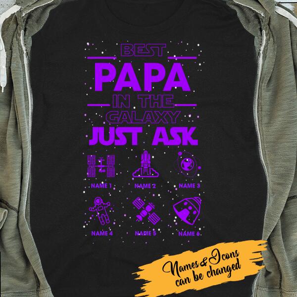 Best Papa In The Galaxy Personalized T-Shirt