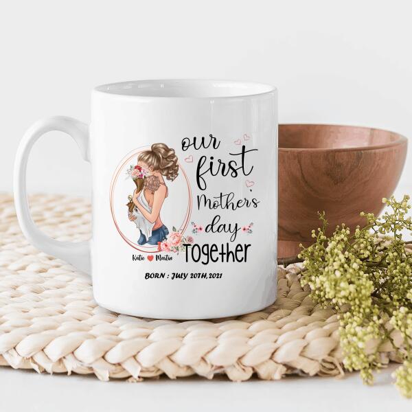 Our First Mother's Day Together Born Personalized T-shirt, Mug, Poster, Canvas Throw Pillow, Canvas, Special Gifts From Mom To Son And Daughter