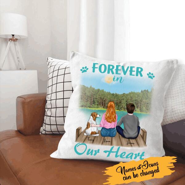 Forever In Our Heart Personalized T-Shirt, Mug, Poster, Canvas Throw Pillow, Special Gifts For Family And Dog Lovers