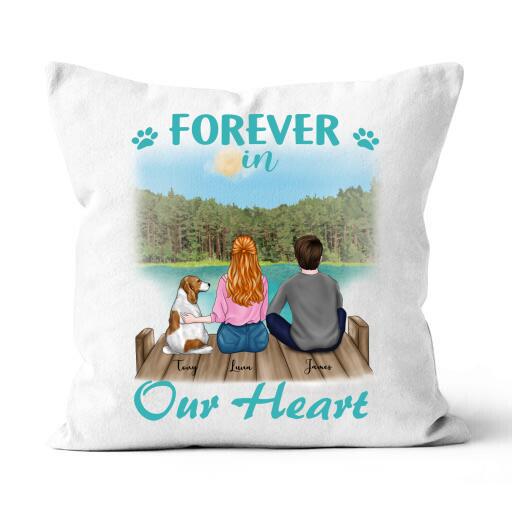 Forever In Our Heart Personalized T-Shirt, Mug, Poster, Canvas Throw Pillow, Special Gifts For Family And Dog Lovers
