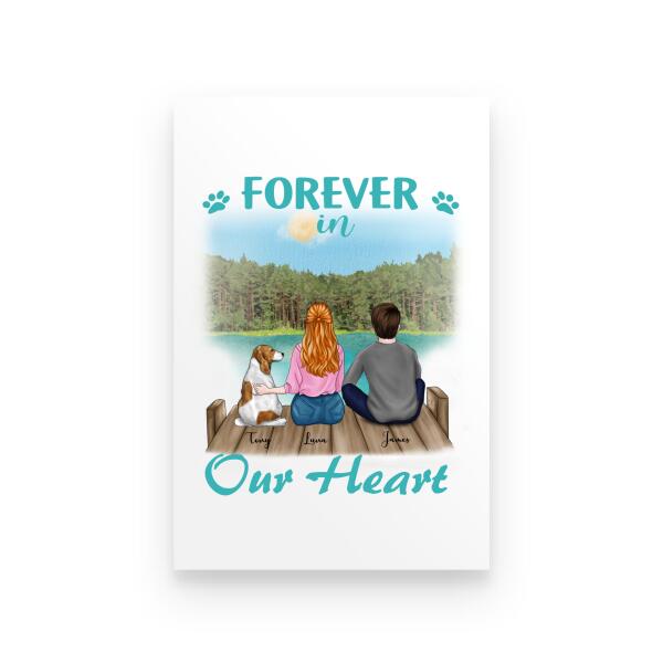 Forever In Our Heart Personalized T-Shirt, Mug, Poster, Canvas Throw Pillow, Special Gifts For Family And Dog Lovers