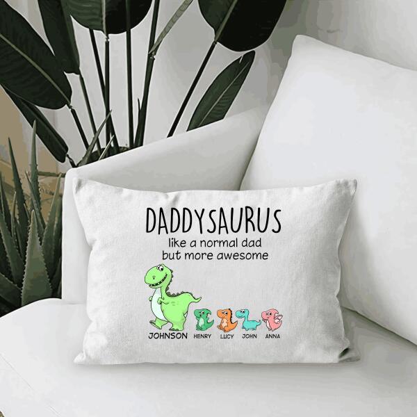 Daddy Saurus Personalized Gift Canvas Throw Pillow