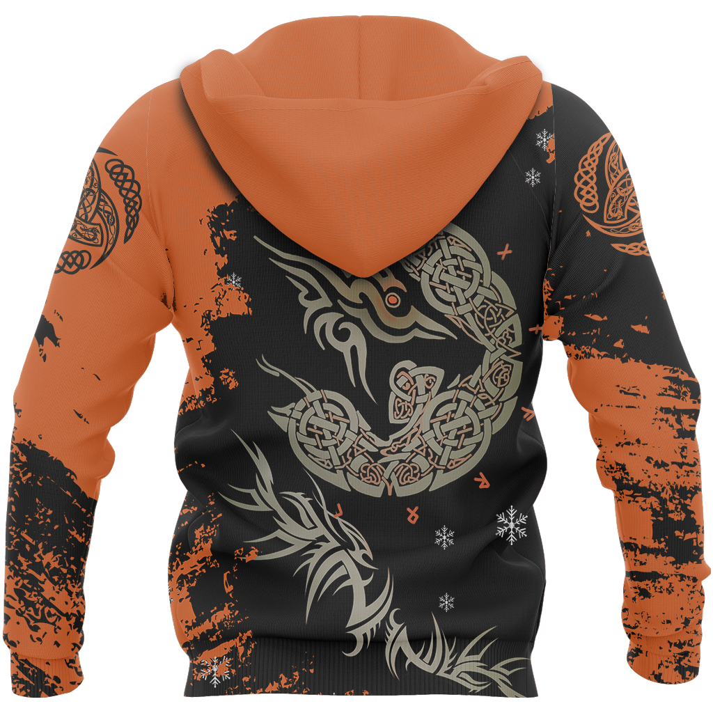 Viking Fenrir Wolf On Fire Pullover - Amaze Style™-Apparel