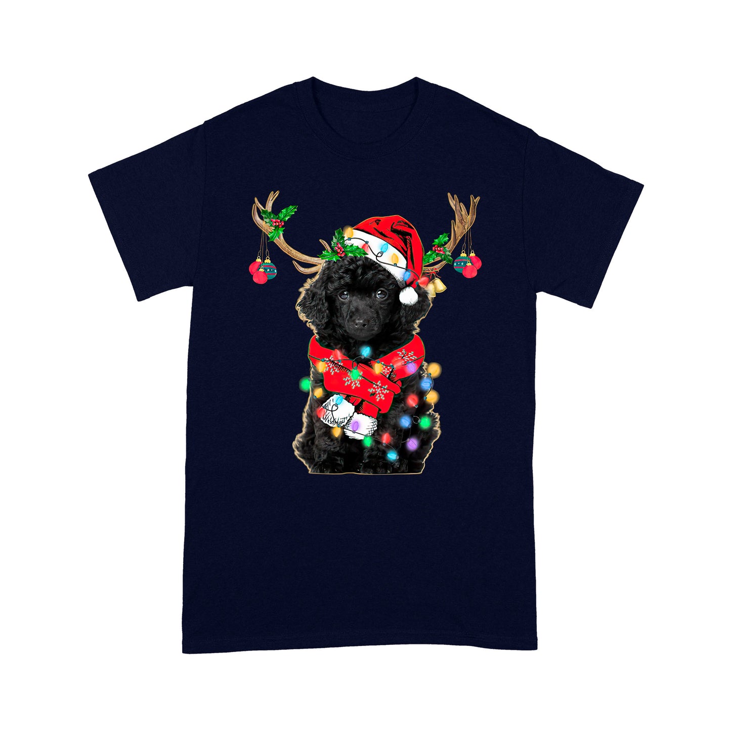Dog Merry Christmas Poodle Standard T-shirt HG