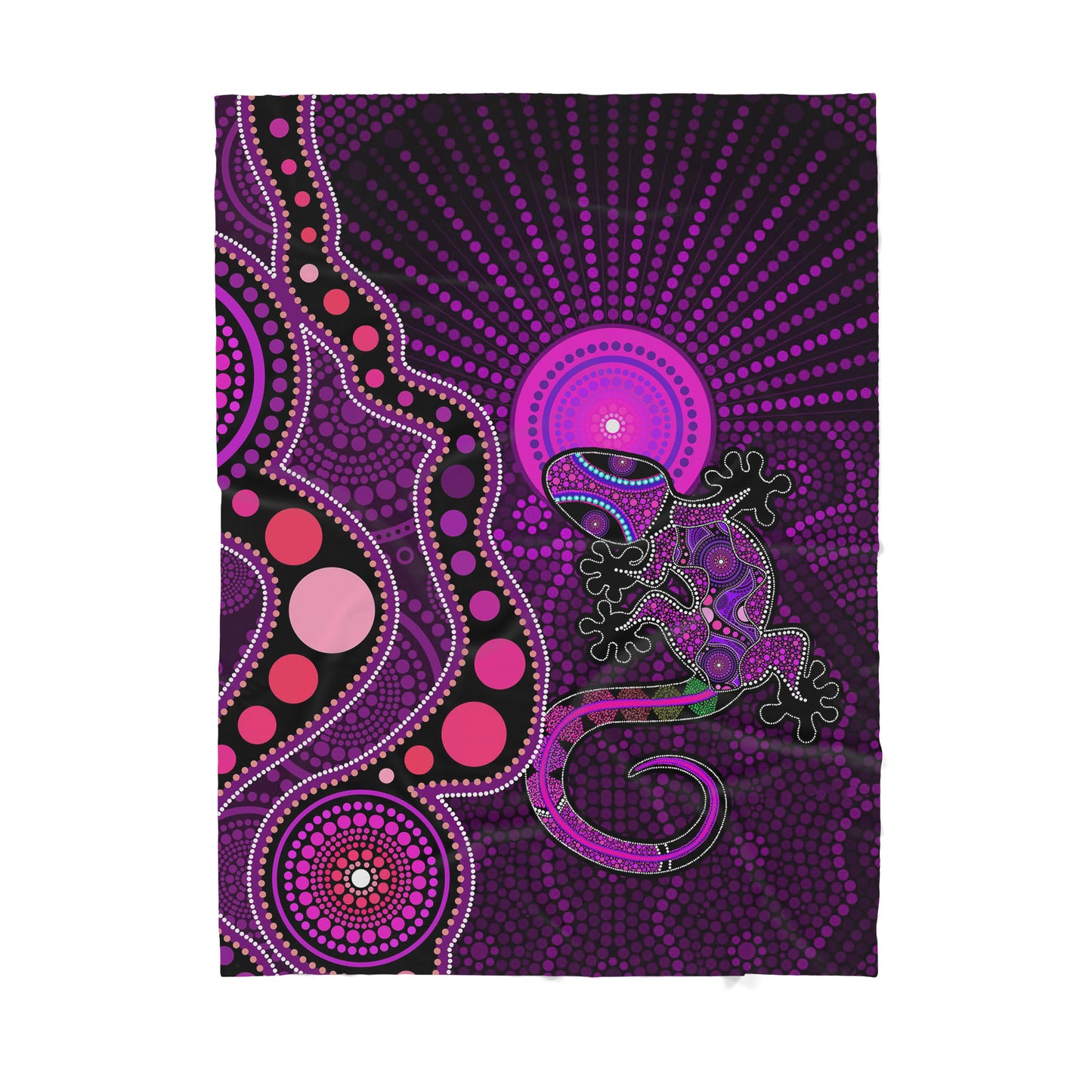 Australian Aboriginal Purple Lizard and Sun Sherpa Blanket HC