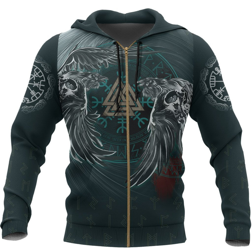 Viking Hoodie Ravens Skull Tattoo HP261210 - Amaze Style™-Apparel