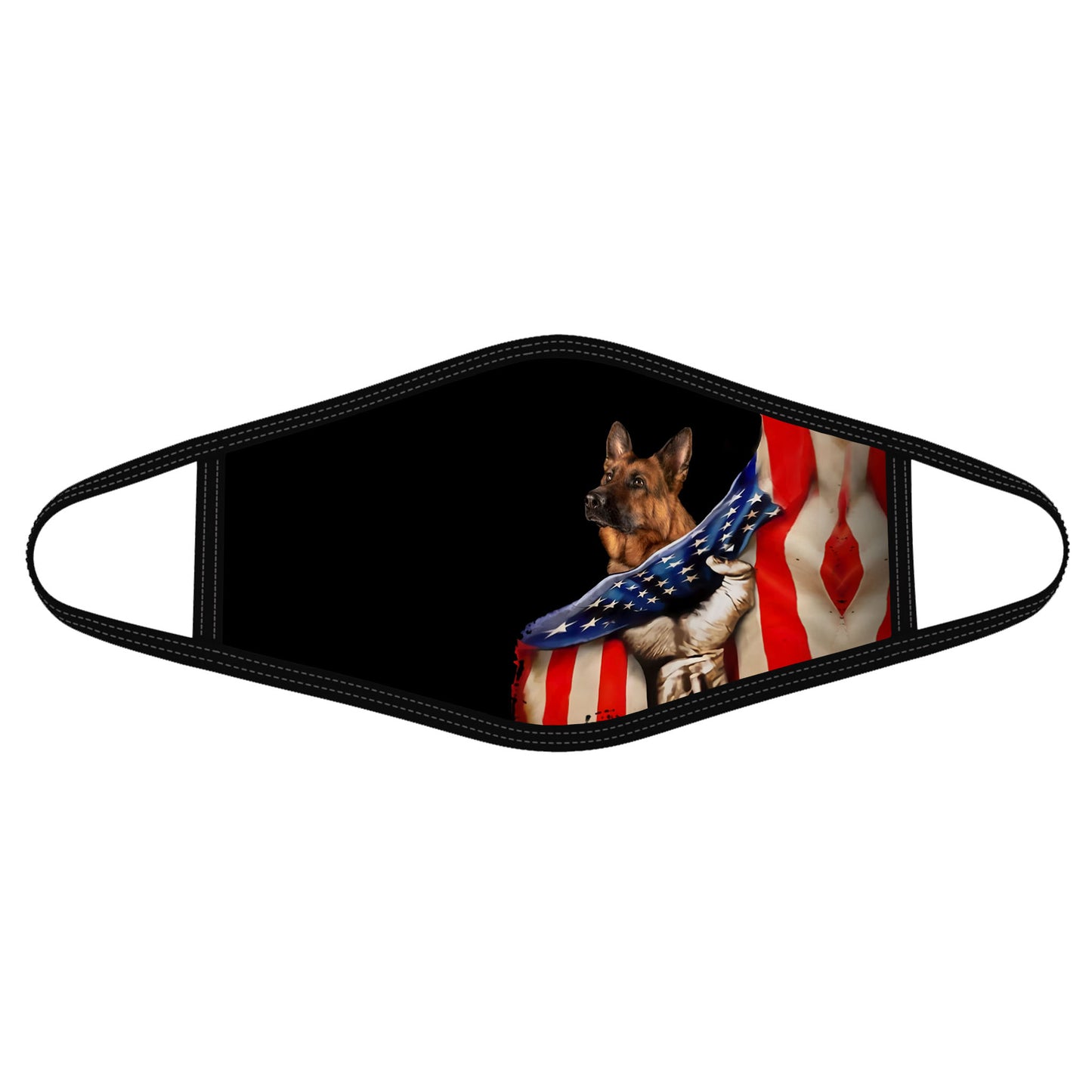 German Shepherd American Flag Mask Polyblend Face Mask DL