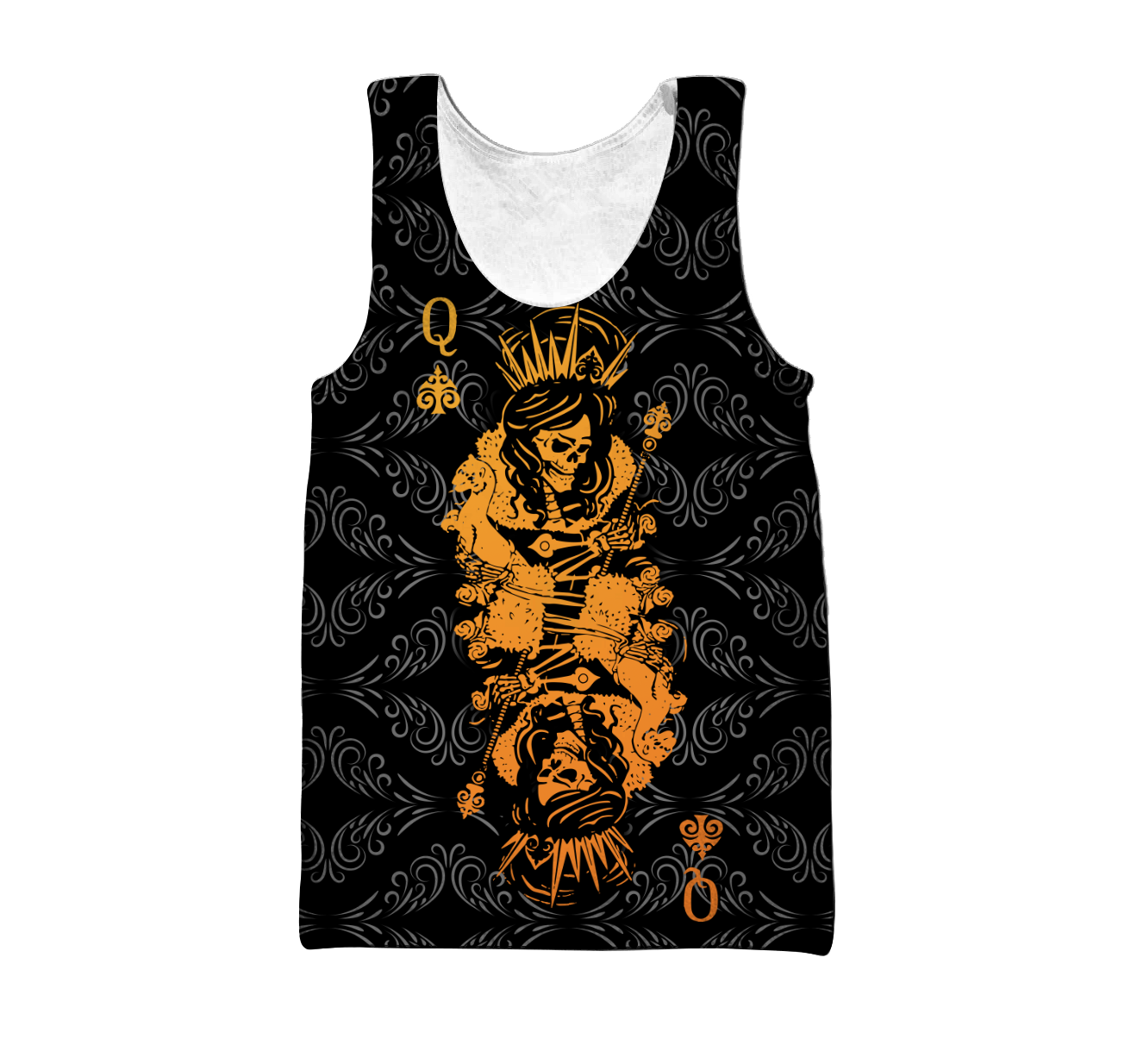 3D Queen Spade Skull Poker Over Printed Hoodie