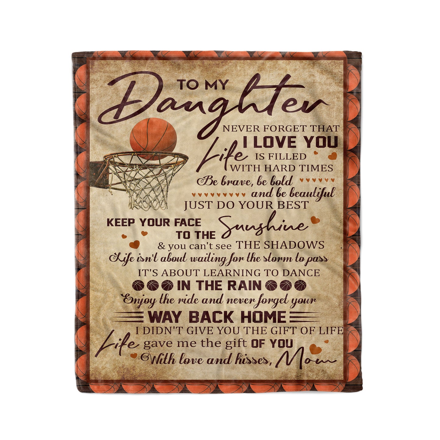 Basketball To My Daughter Fleece Blanket HG
