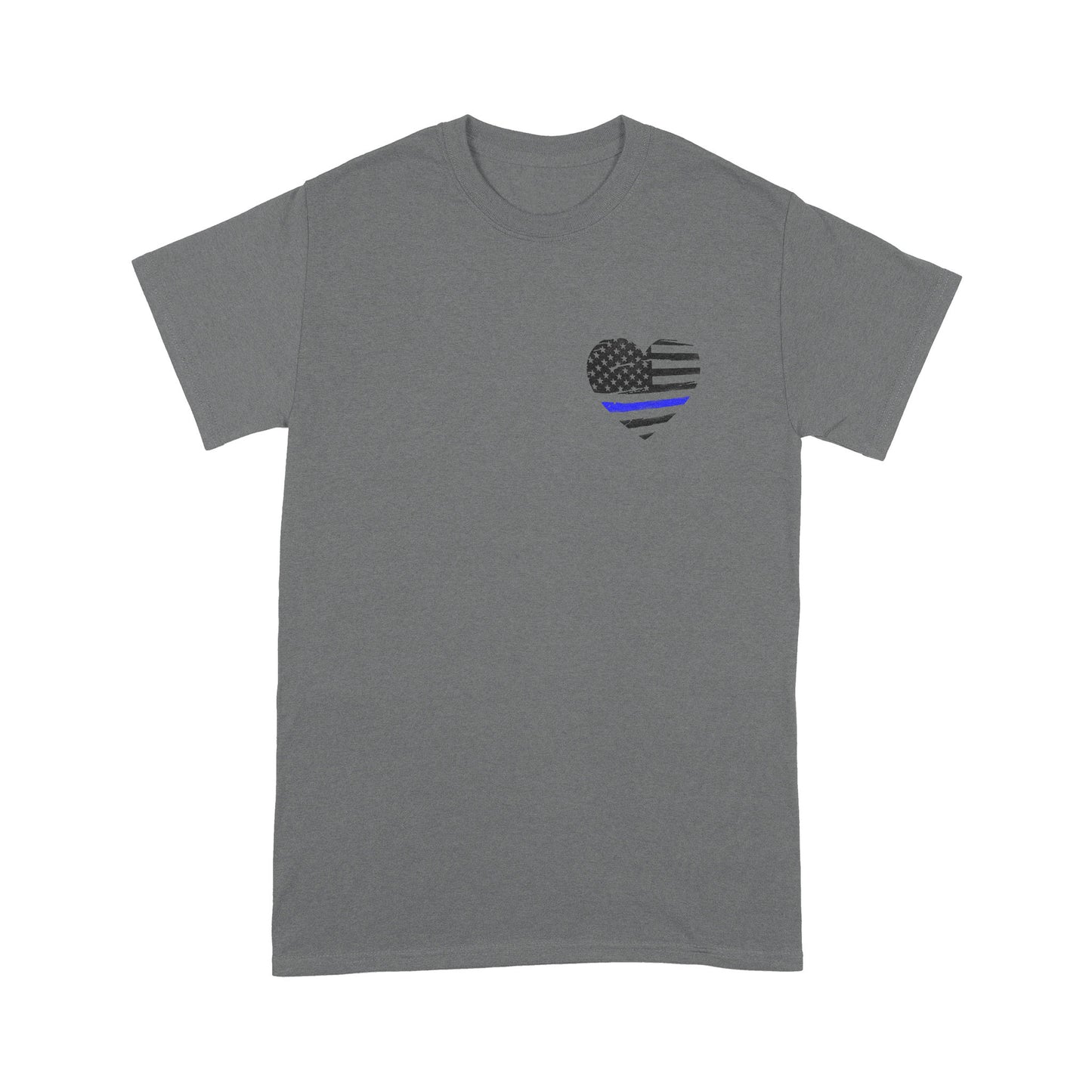 Thin Blue Line Heart Back And Front Standard T-Shirt Police Tee