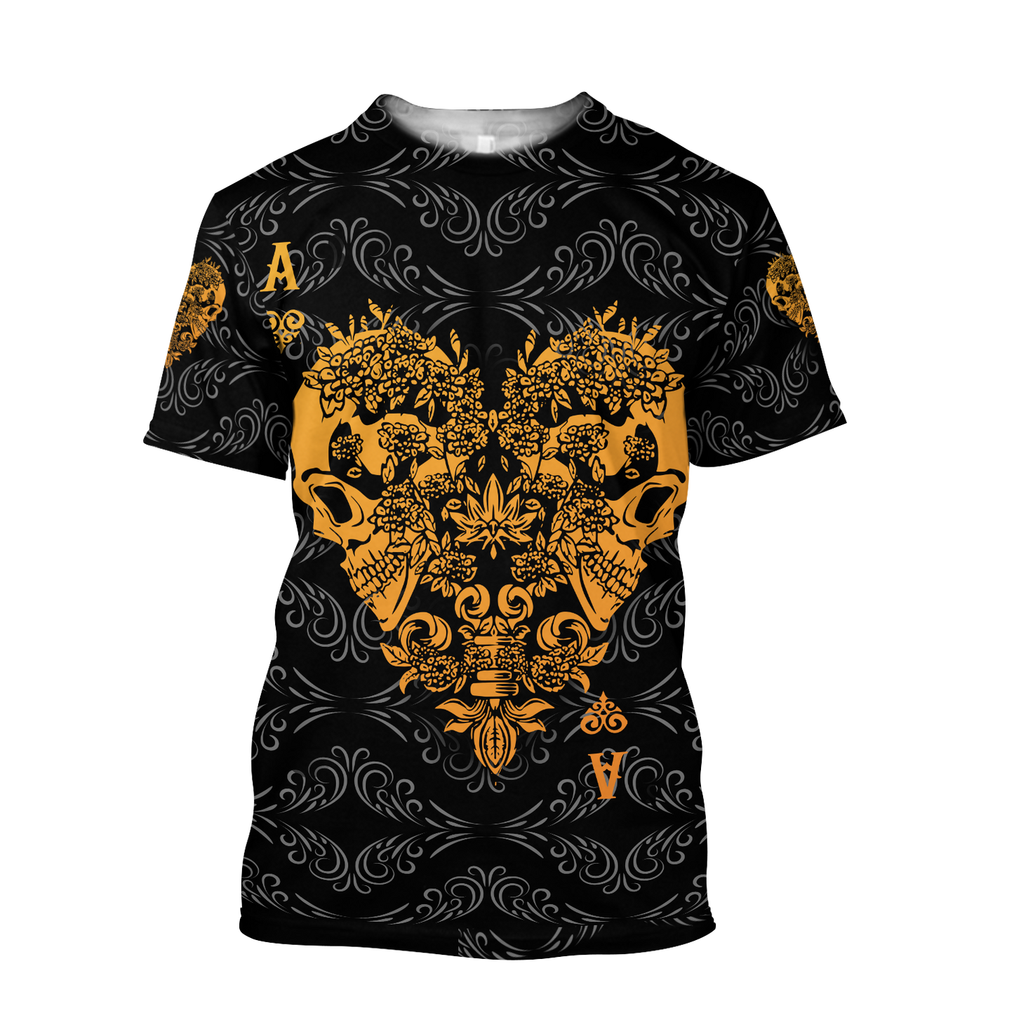 3D Ace Heart Skull Poker Over Printed Hoodie