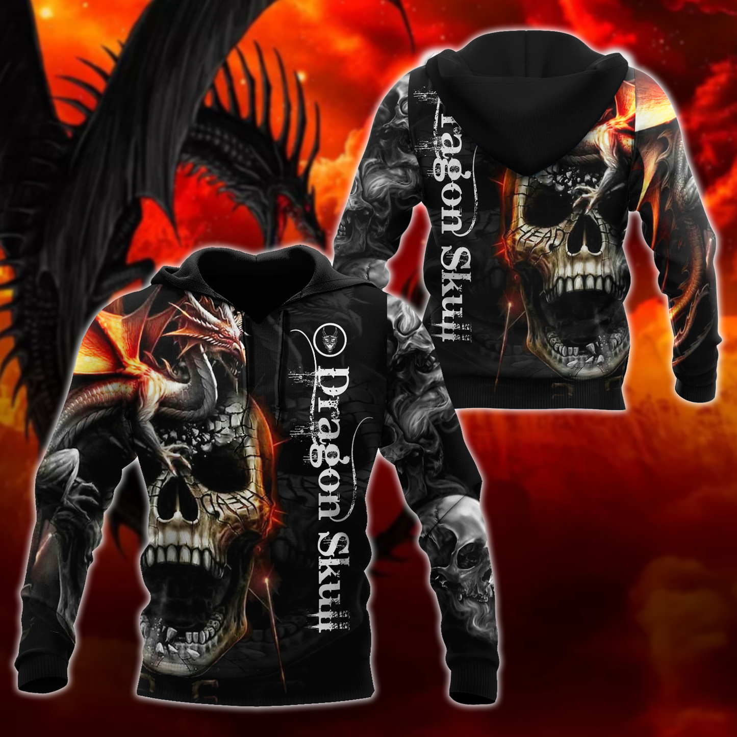 Awesome Dragon On Skull Hoodie For Men And Women MEI