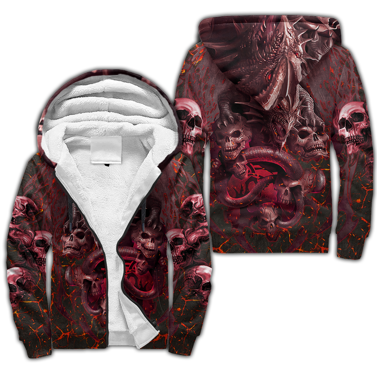 Amazing Skull Dragon All Over Printed Hoodie For Men And Women MEI