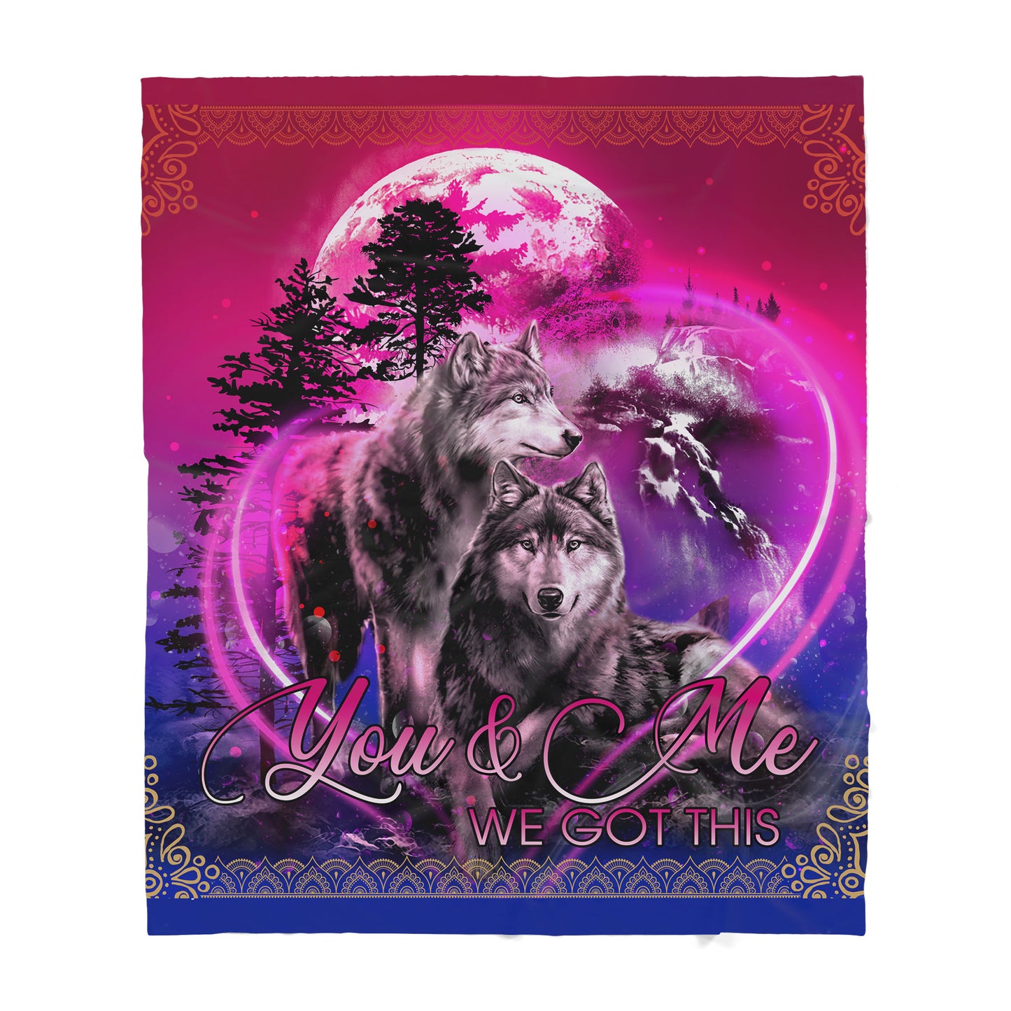 Wolf Couple Sherpa Blanket TP