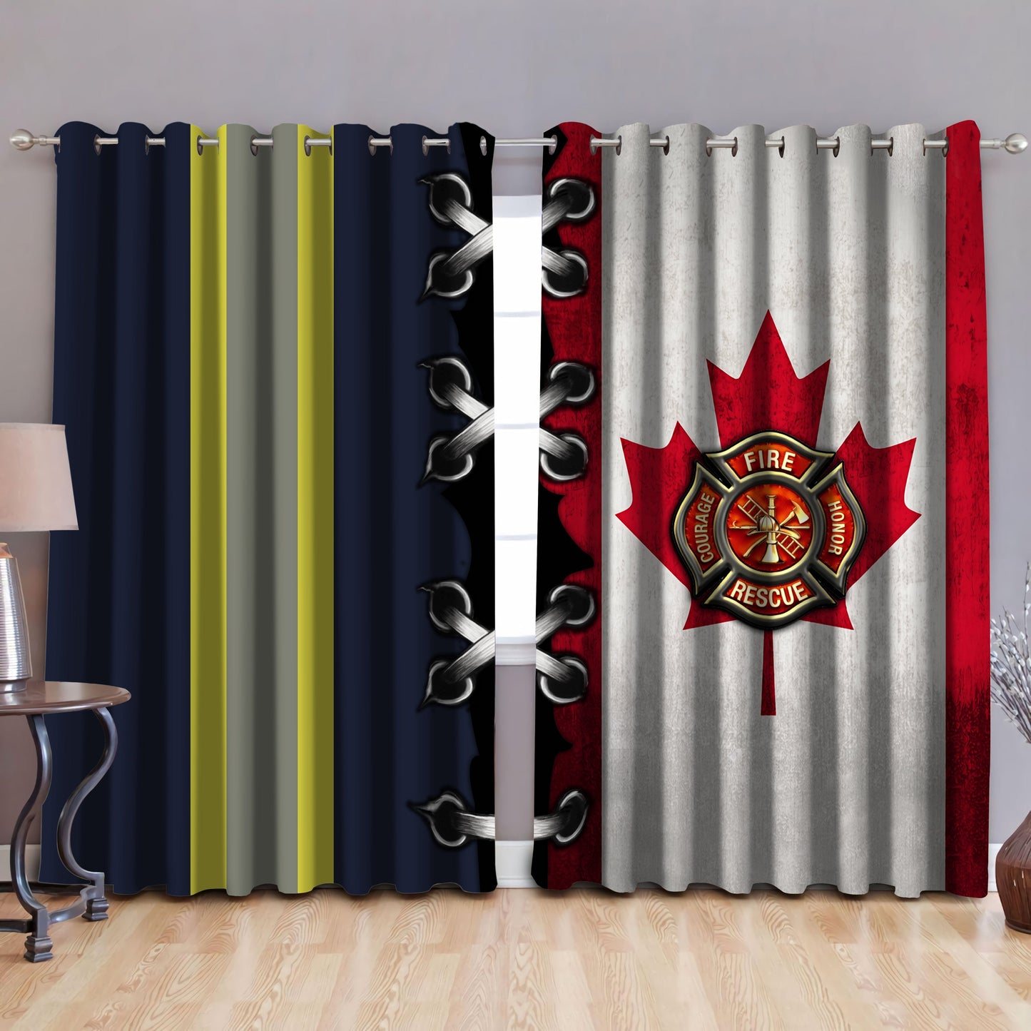 Proud Canadian Firefighter Blackout Thermal Grommet Window Curtains