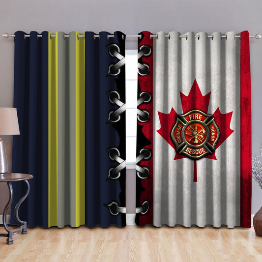 Proud Canadian Firefighter Blackout Thermal Grommet Window Curtains