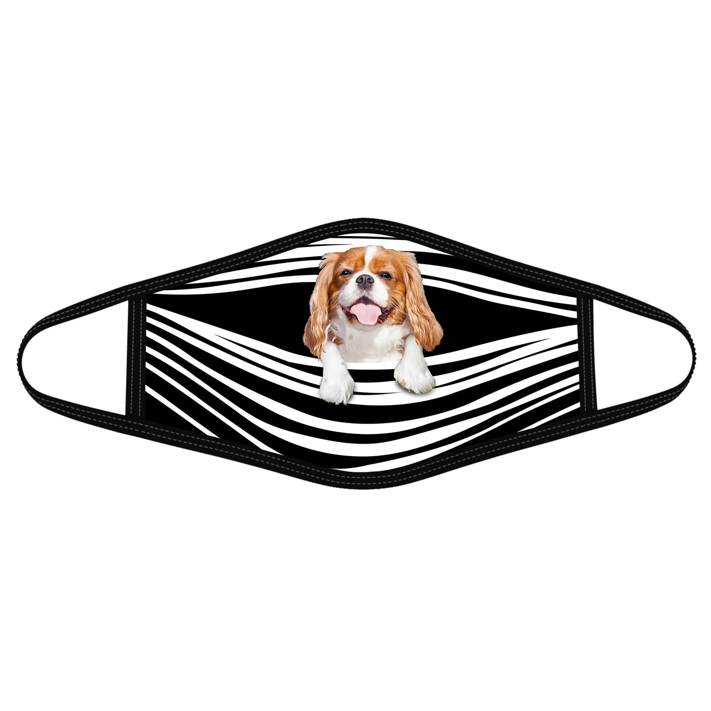 Cavalier King Charles Spaniel Stripes All-Over-Print Face Mask DL