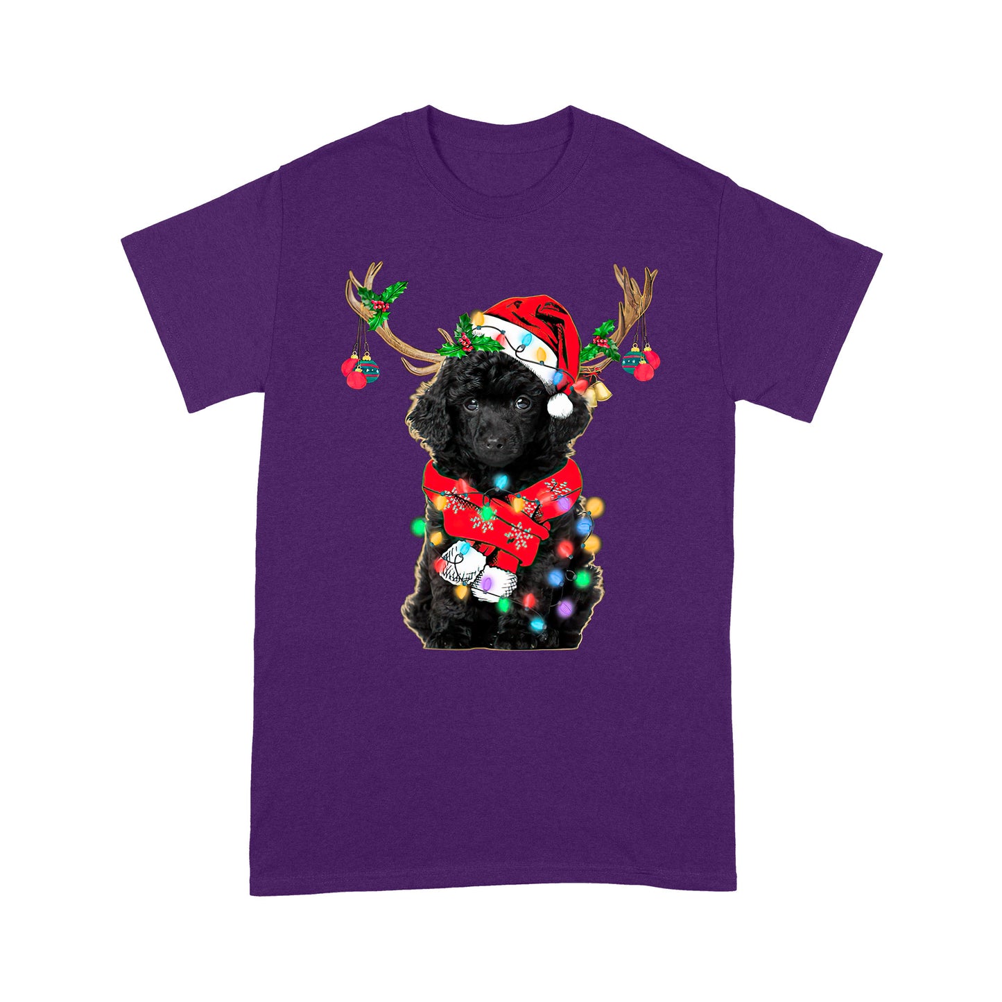 Dog Merry Christmas Poodle Standard T-shirt HG