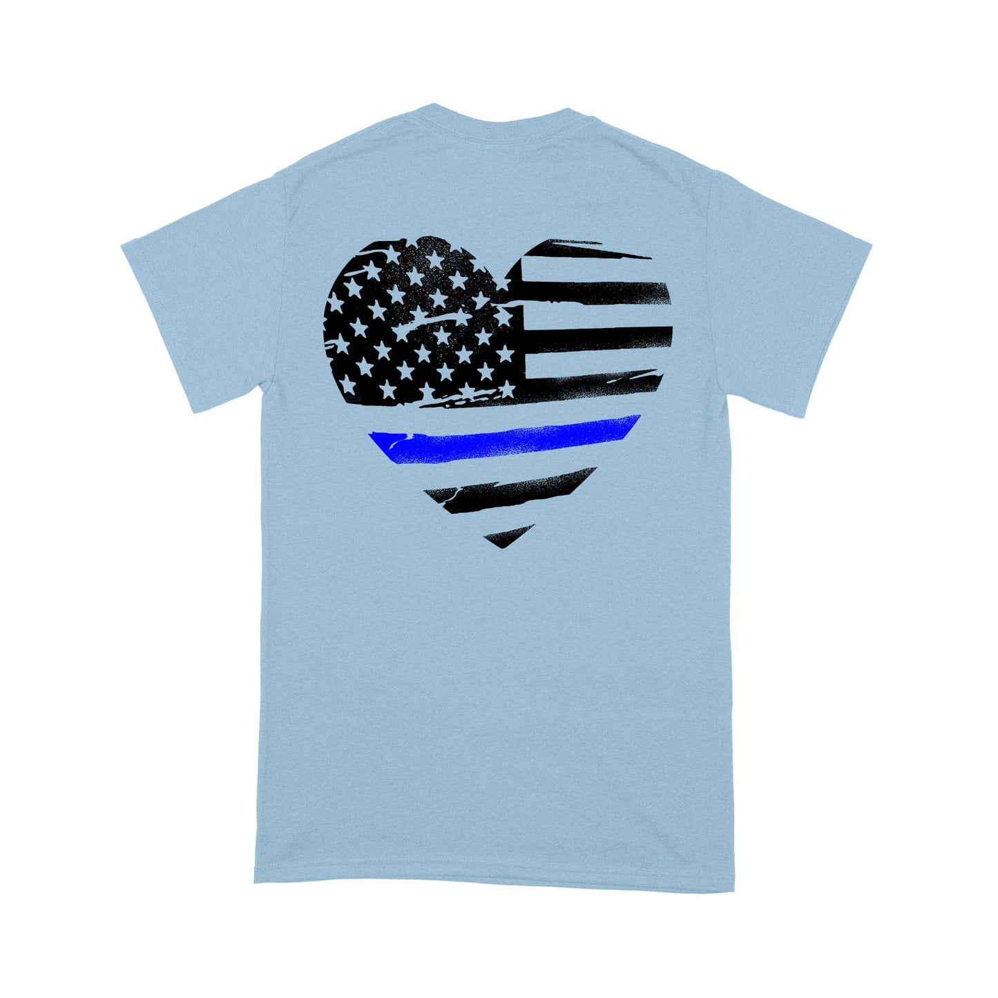 Thin Blue Line Heart Back And Front Standard T-Shirt Police Tee