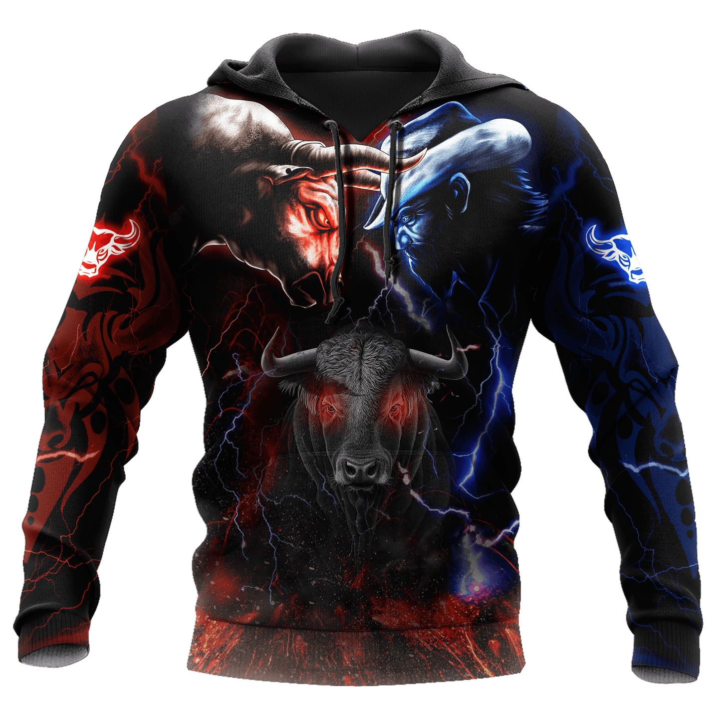 Tmarc Tee Bull Riding Red Blue Fight 3D All Over Printed Unisex Shirts