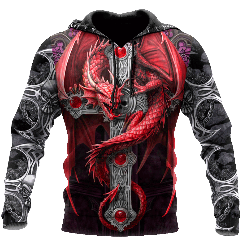 Tmarc Tee Dungeons and Dragons Red Tattoo 3D All Over Printed Winter Shirts
