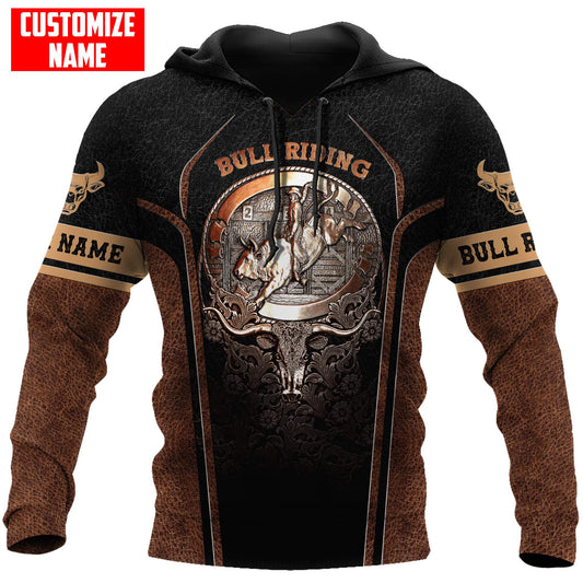 Tmarc Tee Personalized Name Bull Riding Metal Logo 3D All Over Printed Unisex Shirts