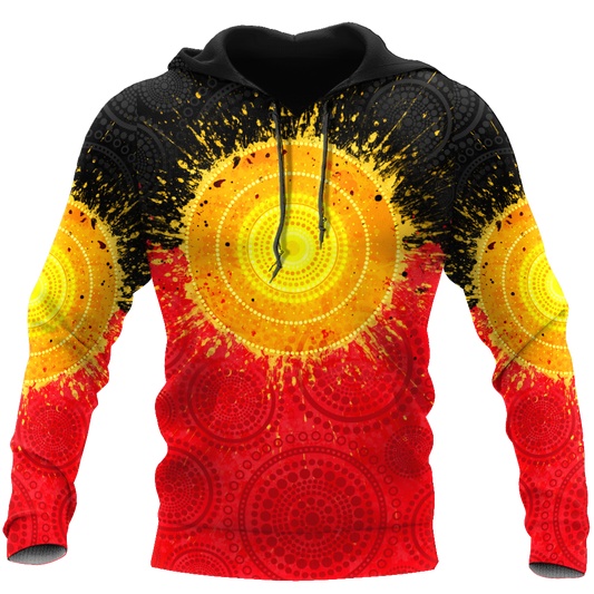 Tmarc Tee Aboriginal Flag Indigenous Sun Painting Art 3D design shirts