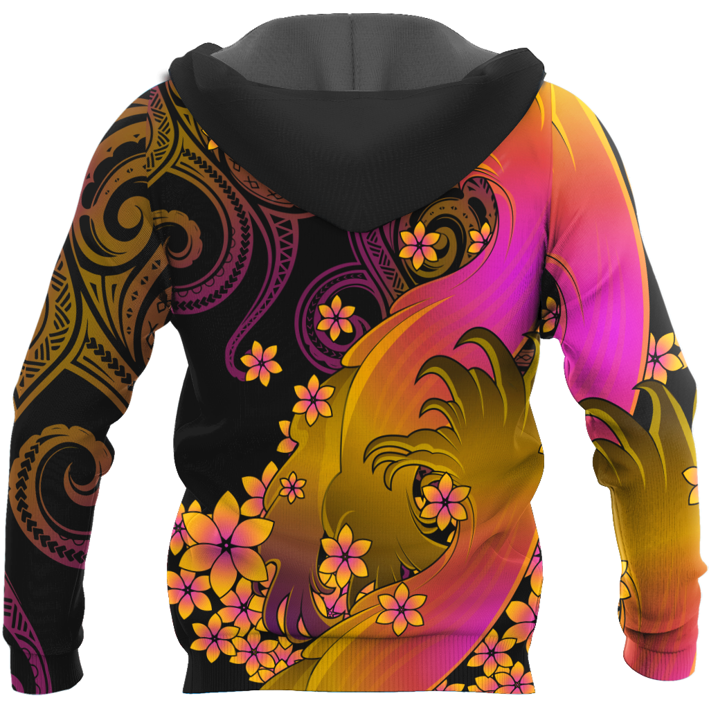 Amazing Polynesian Personalized Wave And Frangipani Unisex Deluxe Hoodie ML