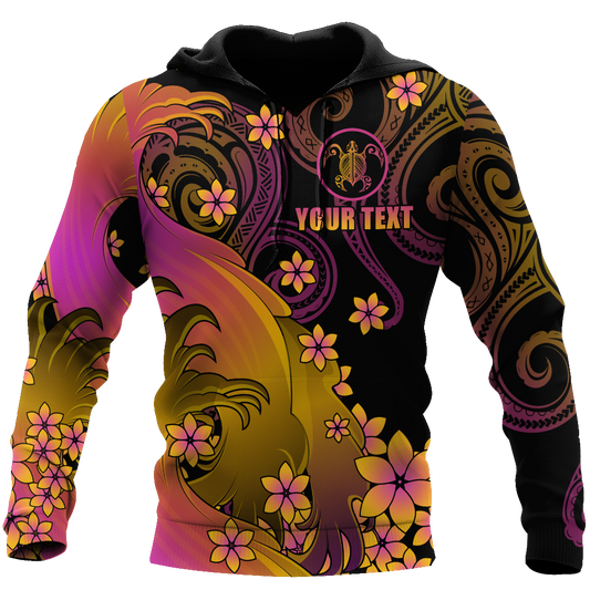 Amazing Polynesian Personalized Wave And Frangipani Unisex Deluxe Hoodie ML