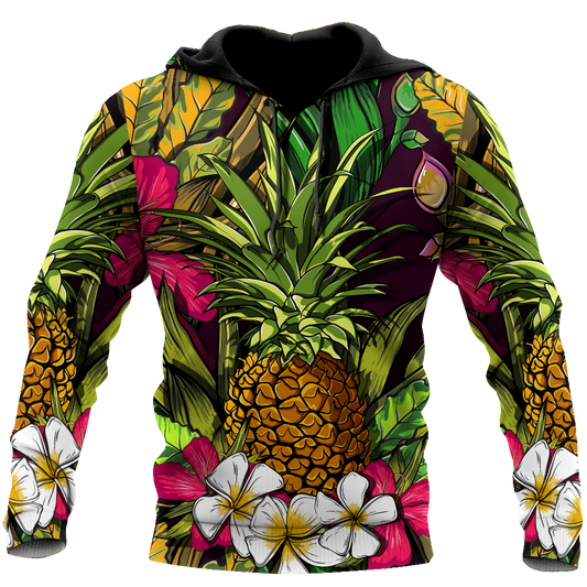 Amazing Polynesian Pineapple Hawaiian Style Unisex Deluxe Hoodie ML