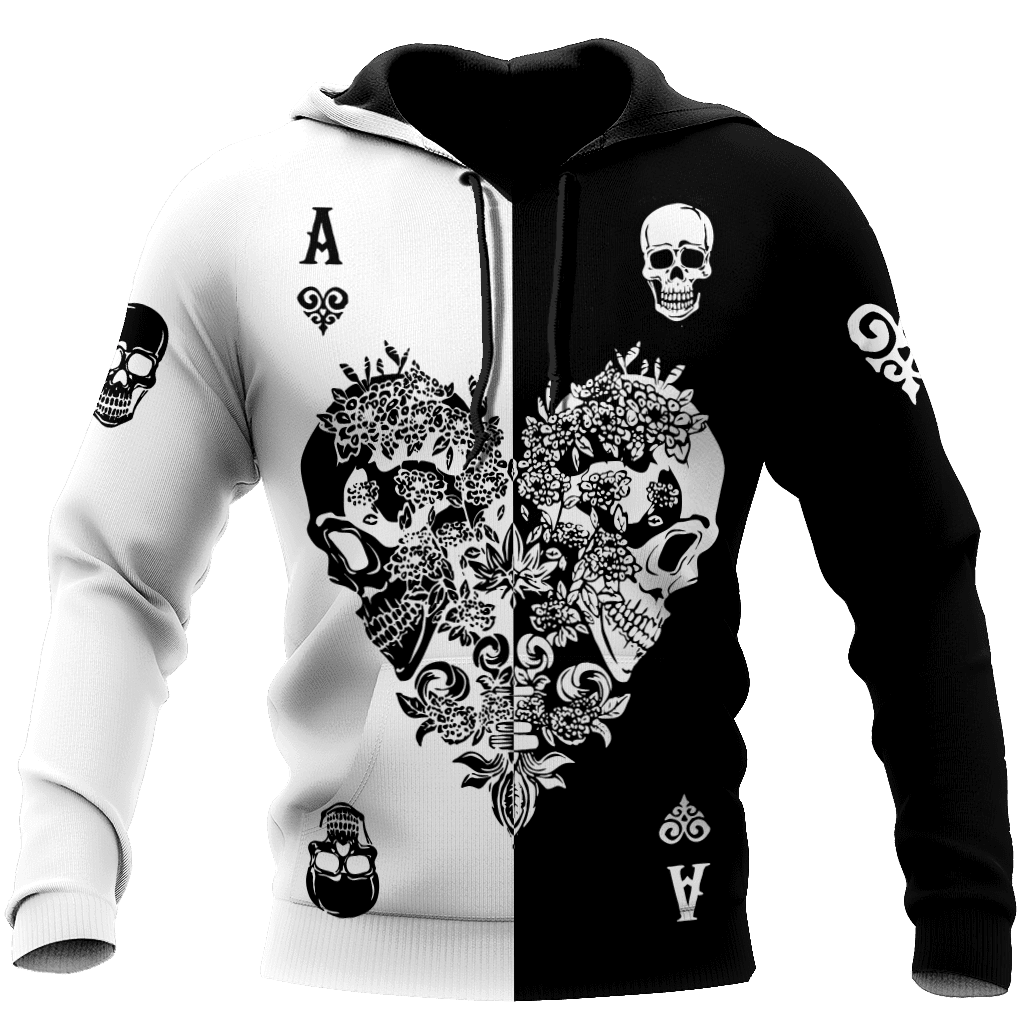Ace Heart Skull Gothic Art 3D All Over Printed Unisex Shirts