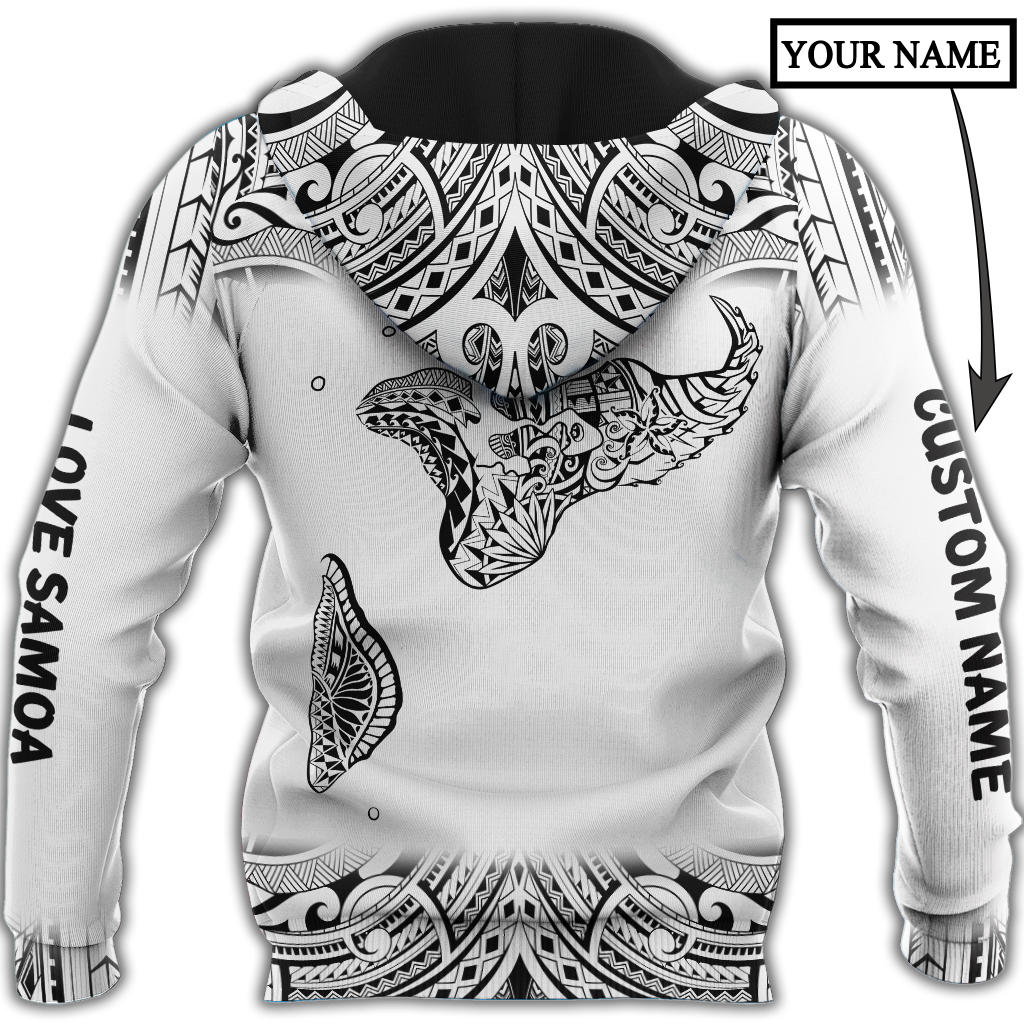 Amazing Polynesian Personalized Samoa Map Tattoo Unisex Deluxe Hoodie ML