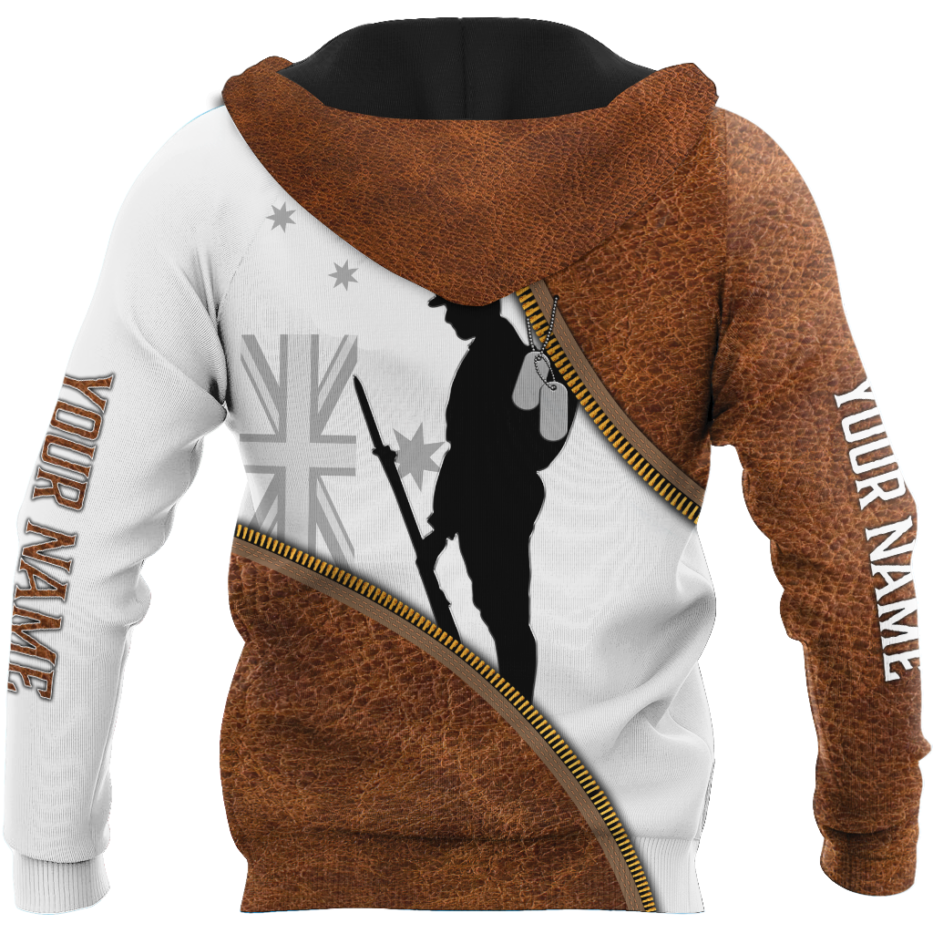 Tmarc Tee Custom name Remembrance Australia Soldier 3D print zip pattern shirts