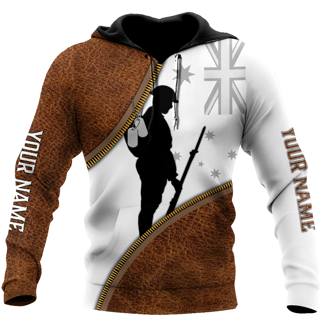 Tmarc Tee Custom name Remembrance Australia Soldier 3D print zip pattern shirts